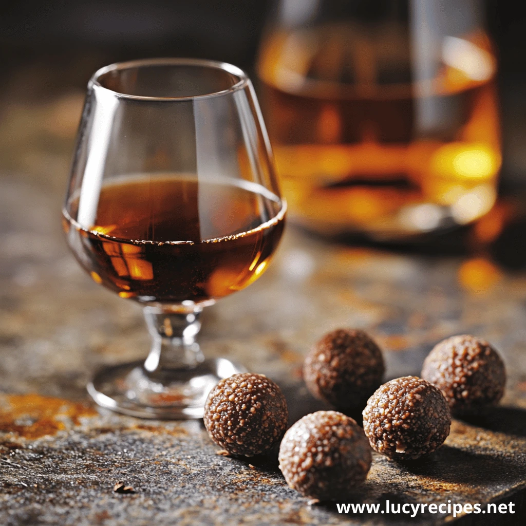 A glass of whiskey with a warm amber glow is placed on a rustic surface alongside chocolate truffles with textured coatings, exploring Do Rum And Chocolate Go Together as a perfect pairing.