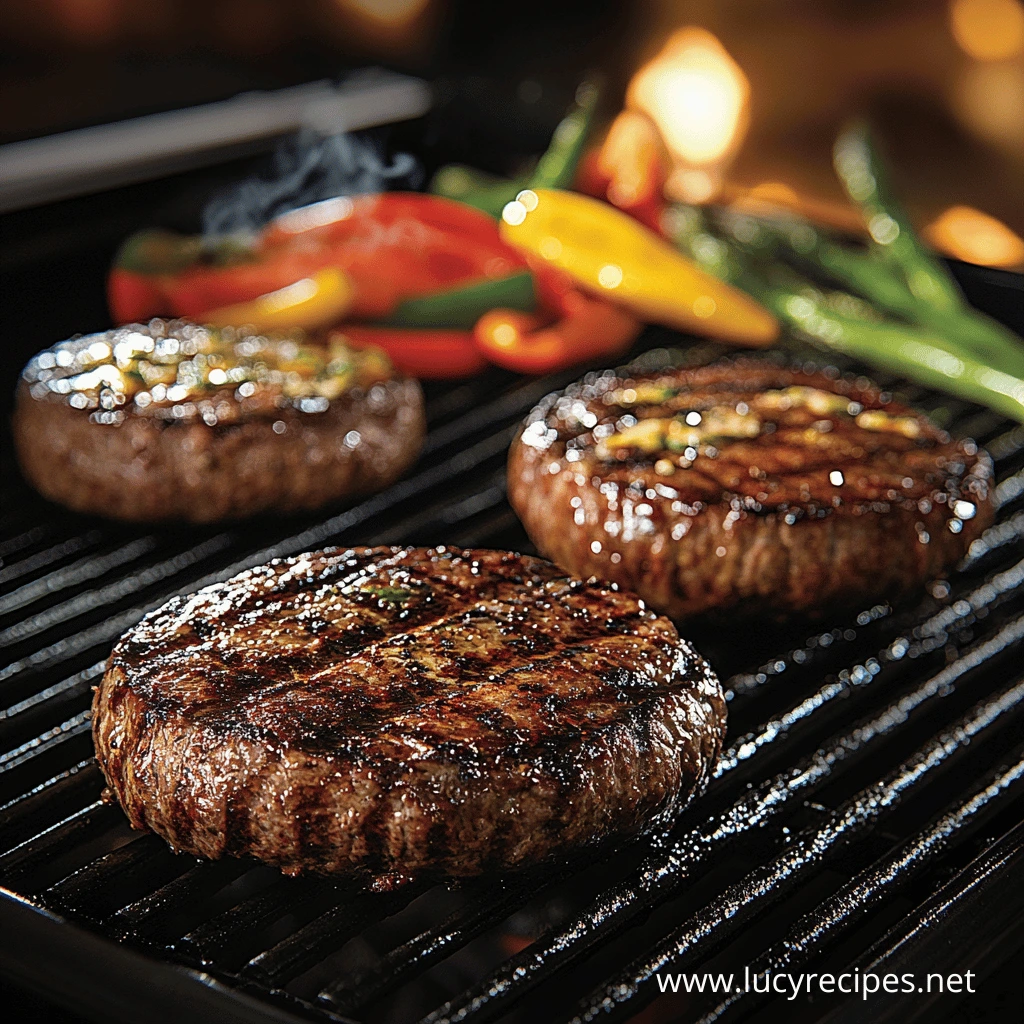 Can Traeger be used as a regular grill? Thick, juicy burgers with melted butter and herbs searing on a hot grill alongside colorful roasted bell peppers, asparagus, and chili peppers.